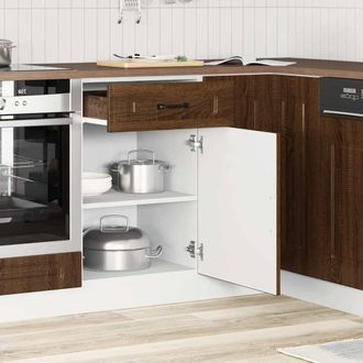 Berkfield Home Kitchen Base Cabinet Kalmar Brown Oak Engineered Wood