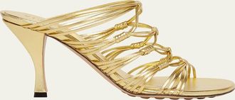 Bottega Veneta Blink Strappy Metallic Leather Mule Sandals