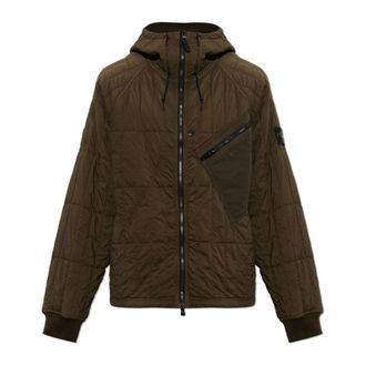 Stone Island Ultralichte Nylon Gevoerde Jas met Capuchon - Heren - Zomerjassen - Bruin - XL - Nylon - Jassen