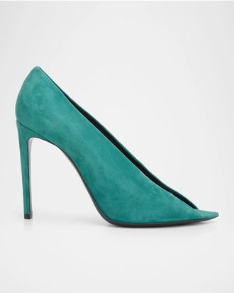 Valentino Garavani 105mm Open Toe Revele Suede Pumps