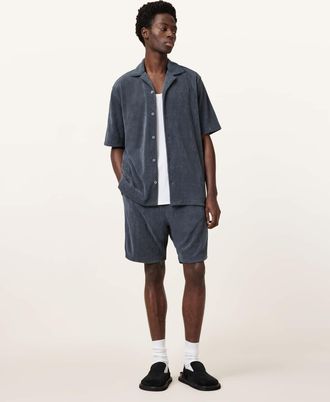 AllSaints Mens Polyester Felix Relaxed Fit Towel Shorts, Size: XXL