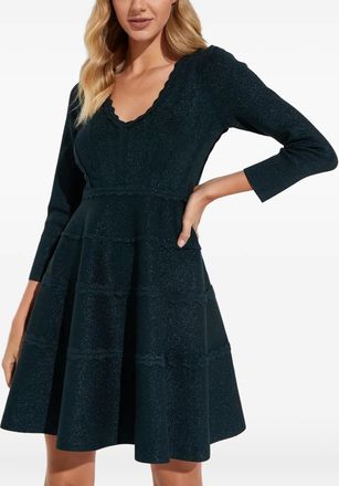 Needle & Thread V-neck mini dress - women - Metallised Fibres - S - Green