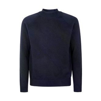 Zanone Truien & Vesten, Heren, Blauw, XL, Wol, Lupo Rag Knit