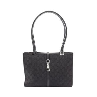 Gucci Pre-owned Shoulder Bags, female, Black, Size: ONE SIZE Pre-owned Jackie Canvas Leather Tote Bag