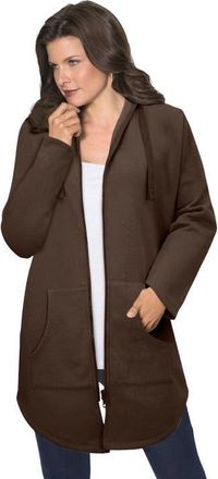Roaman's Fleece Zip Hoodie Sweatshirt in Chocolate at Nordstrom, Size Medium