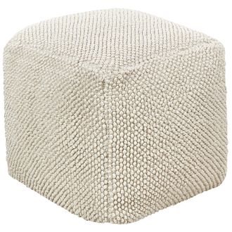 Beliani Beliani - Puf Otomana Reposapi&eacute;s Escabel Cuadrado Textura Estampado Beige Joara