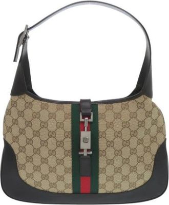 Gucci Pre-owned Shoulder Bags, female, Beige, Size: ONE SIZE Pre-owned Vintage Canvas Shoulder Bag