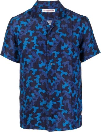Orlebar Brown Hibbert linen-blend shirt - men - Viscose/Linen/Flax - S - Blue