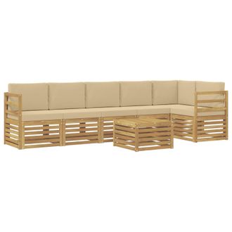 vidaXL Conjunto De Sof&aacute;s De Exterior 7 Pcs Y Beige 59 X 59 X 37 Cm Vidaxl
