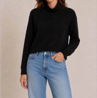 Stateside Horizontal Rib Mock Neck Pullover In Black