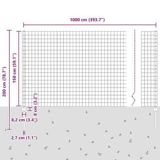 Berkfield Home Durable Euro Fence with 10 U Posts Grey 1, 5x10 m Steel