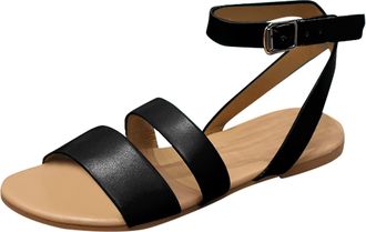 Generic Cocila Ladies Walking Sandals Flat Round Womens Toe Strap Shoes Casual Buckle Summer WomenS Black, 6 Pink Wedges Size 7 Uk Sandal Silver For Women Hik