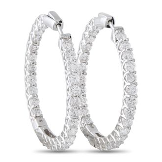 Luxury Bazaar 14K White Gold 10.20ct Diamond Inside-Out Hoop Earrings MF09-041726