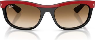 Ray-Ban 62mm Balorama Gradient Rectangle Sunglasses in Red On Black /Clear at Nordstrom