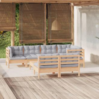 vidaXL Juego De Muebles De Jard&iacute;n 8 Pzas Y Cojines Madera Maciza Pino Vidaxl
