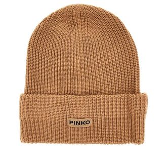 Pinko Knitted beanie hat with logo Woman One Size