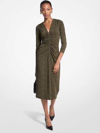 Michael Kors Paisley Print Stretch Matte Jersey Midi Dress