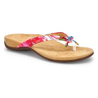 Vionic Womens Bella Toe Post Sandal In White Floral