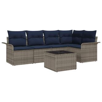vidaXL Set Divano Da Giardino 6 Pz Grigio Polyrattan Vidaxl