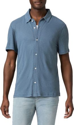 Paige Sultan Short Sleeve Linen & Cotton Knit Button-Up Shirt in Lakeside at Nordstrom, Size X-Large