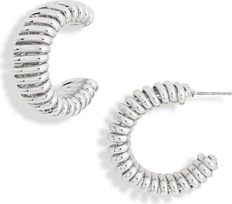 Nordstrom Rack Ribbed Hoop Earrings in Silver at Nordstrom Rack