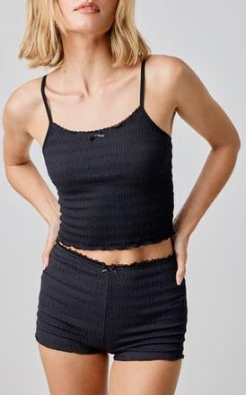 Florence By Mills Seersucker Crop Camisole in Black at Nordstrom Rack, Size Xx-Small