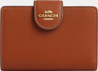 Coach Womens Medium Corner Zip Wallet in Smooth Grain Leather - Beige - One Size