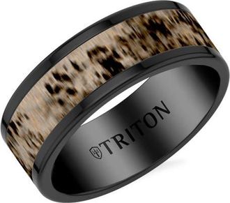 Triton 8MM Black Tungsten Carbide and Deer Antler Ring at Nordstrom, Size 12.5