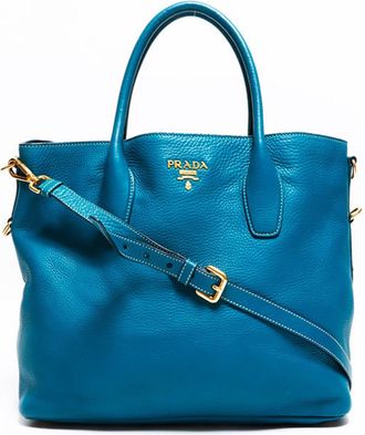 Prada Green Leather Tote Bag (Pre-Owned)