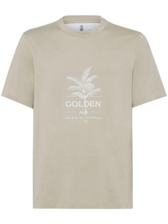 Brunello Cucinelli T-shirt con stampa grafica - Verde