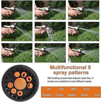 2B Metal High-pressure Garden Water Gun With 9 Spray Patterns, Ideal For Uk Gardening And Pet Care Tasks