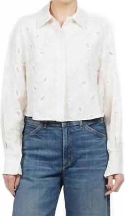 SIMKHAI Farlowe Cropped Shirt In Ivory