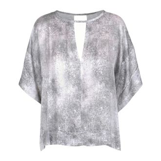 8pm Blouses, female, Gray, Size: M Blusa Lucca con stampa astratta