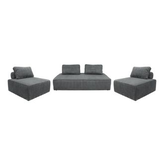 Sweeek Sof&aacute; modular de pana, 4 plazas, gris oscuro