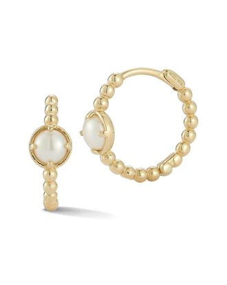 Ember Fine Jewelry 14K 4Mm Pearl Beaded Huggie Earrings