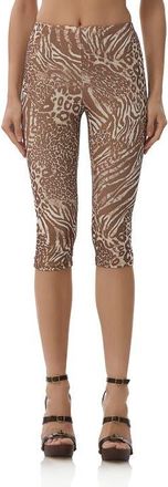 AFRM Gianna Capri Leggings in Taupe Animal at Nordstrom, Size X-Large