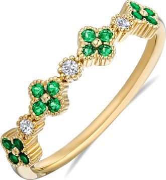 The Diamond Store Alegria 4 Clover Lab Emerald Ring 0.18ct in 18k Gold Vermeil