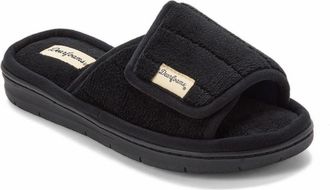 Dearfoams Mickey Terry Adjustable Shower Slide Slipper in Black at Nordstrom, Size X-Large