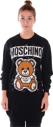 Moschino Elegante Zwarte Jurk voor Vrouwen - Dames - Ronde hals truien - Zwart - XS - Truien & Vesten