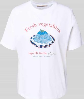 Lanius Lanius Regular Fit T-Shirt mit Logo-Print in Weiss, Gr&ouml;&szlig;e 34