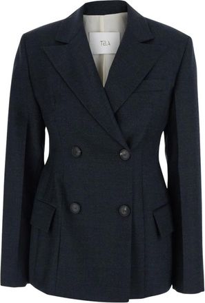 Tela Florence Double-breasted Jacket - Dames - Blazers - Grijs - S - Wol - Jassen