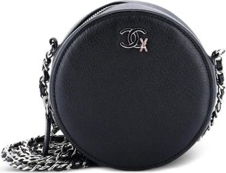 Chanel CC Ski Round Clutch with Chain Goatskin Mini crossbody bag - Nero