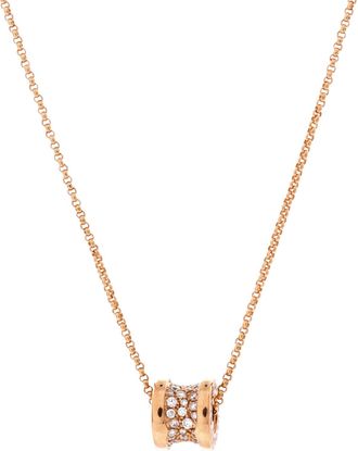 Bulgari B. Zero1 Pendant Necklace 18K Rose Gold with Pave Diamonds Mini
