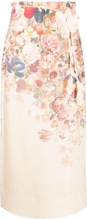 Zimmermann Luminosity pencil midi skirt - women - Linen/Flax/Cotton - 0 - Pink
