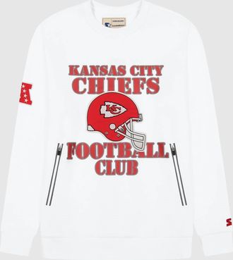 Starter Unisex Kansas City Chiefs Crew Neck Sweatshirt With Zip Pockets In White
