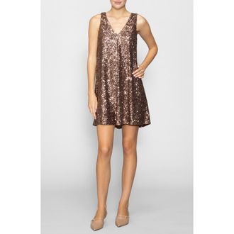 Melloday Sequin Shift Minidress in Copper at Nordstrom Rack, Size Small