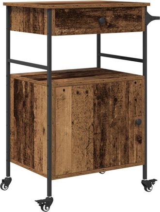 vidaXL Carro de Cocina Madera vieja 56 x 43 x 89.5 cm vidaXL