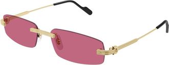 Cartier Ct 0535S 004 Zonnebrillen - Heren - Zonnebrillen - Geel - 57 MM - Accessoires