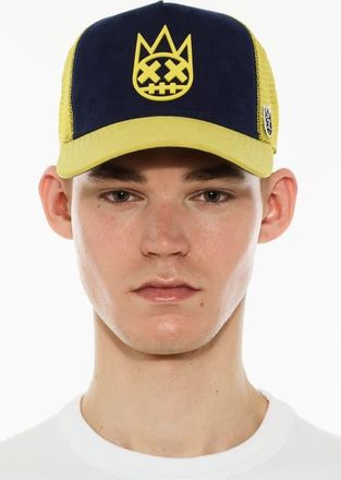 Cult of Individuality Logo Mesh Back Suede Trucker Hat in Midnight Blue at Nordstrom