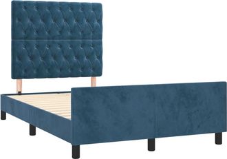 vidaXL Vidaxl - Estructura De Cama Sin Colch&oacute;n Terciopelo Azul Oscuro 120x190cm